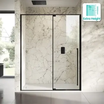 Cologne Matt Black Easy Clean 8mm Hinged Shower Door 1600mm