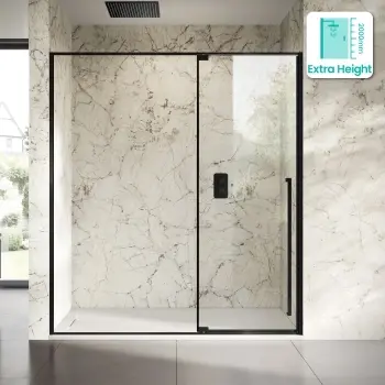 Cologne Matt Black Easy Clean 8mm Hinged Shower Door 1800mm