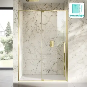 Cologne Brushed Brass Easy Clean 8mm Hinged Shower Door 1400mm