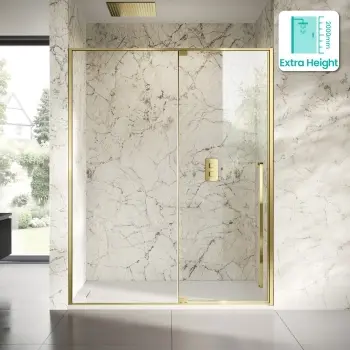 Cologne Brushed Brass Easy Clean 8mm Hinged Shower Door 1600mm
