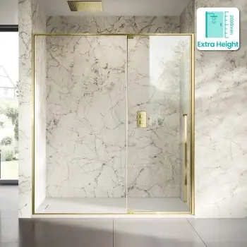 Cologne Brushed Brass Easy Clean 8mm Hinged Shower Door 1700mm
