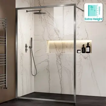 Antwerp Brushed Gunmetal Framed Easy Clean 8mm Wet Room Shower Glass Panel 1400mm