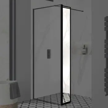 Munich Matt Black Framed Easy Clean 8mm Pivotal Wet Room Shower Glass Return Panel 250mm
