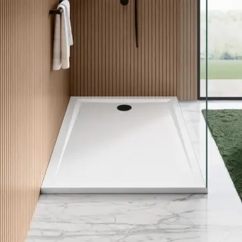 Sydney Low Profile Rectangular Gloss White Stone Shower Tray 1400x700mm