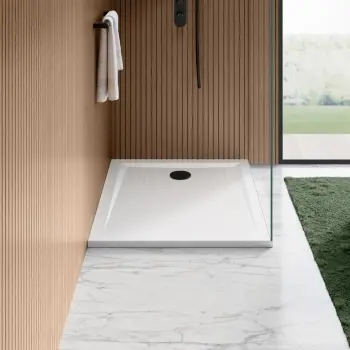 Sydney Low Profile Rectangular Gloss White Stone Shower Tray 1100x800mm