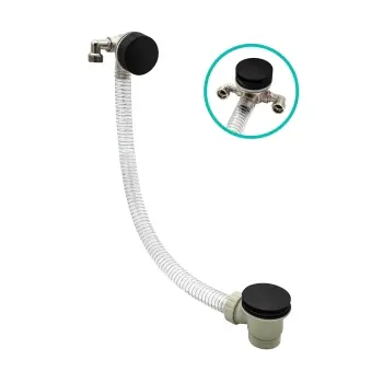 Matt Black Slimline Freeflow Bath Filler Waste and Overflow