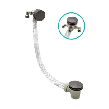 Brushed Gunmetal Slimline Freeflow Bath Filler Waste and Overflow