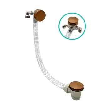 Brushed Copper Slimline Freeflow Bath Filler Waste and Overflow