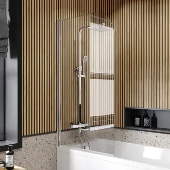 Linz Easy Clean 6mm Chrome Bath Screen - 800mm
