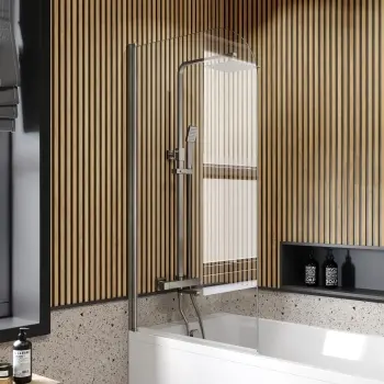 Linz Easy Clean 6mm Brushed Gunmetal Bath Screen - 800mm