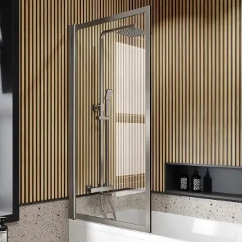 Antwerp Premium Easy Clean 8mm Brushed Gunmetal Framed Bath Screen - 800mm