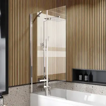 Lucan Easy Clean 6mm Chrome Folding Bath Screen - 800mm