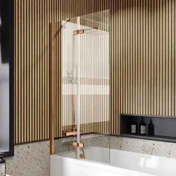 Lucan Easy Clean 6mm Brushed Copper Folding Bath Screen - 800mm