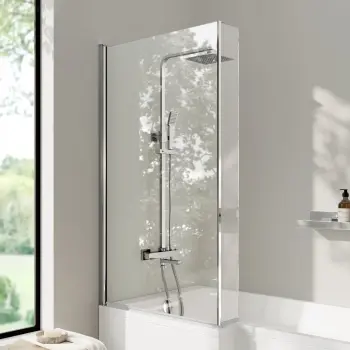 L Shaped Easy Clean 6mm Chrome Bath Screen