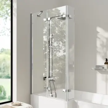 Lucan Easy Clean Chrome 6mm L Shaped Folding Bath Screen