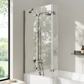 Lucan Easy Clean Brushed Gunmetal 6mm L Shaped Folding Bath Screen