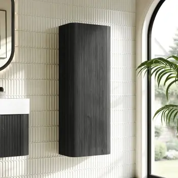 Cayman Black Oak Wall Hung Tall Cabinet 1100x405mm