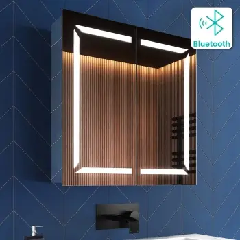 Haisley Illuminated LED Mirror Cabinet With BLUETOOTH Speaker 600x600mm