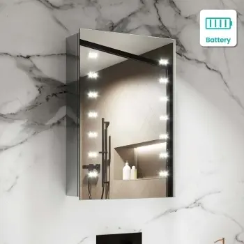 Madison Battery Powered Illuminated LED Cloakroom Mirror Cabinet 600x400mm
