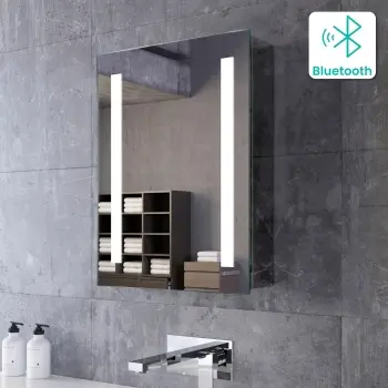 Emielia Illuminated LED Mirror Cabinet With BLUETOOTH Speaker 600x450mm