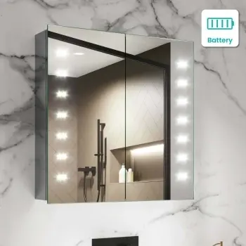 Madison Battery Powered Illuminated LED Mirror Cabinet 600x600mm