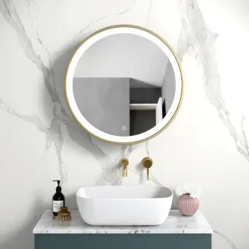 Mollie Matt Brass Round Illuminated LED Mirror Cabinet 600mm