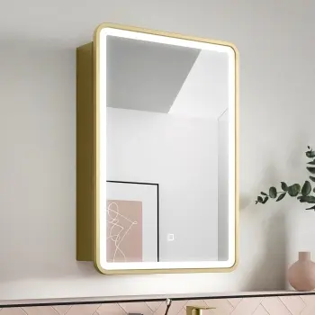 Olivia Matt Brass Illuminated LED Mirror Cabinet 710x500mm