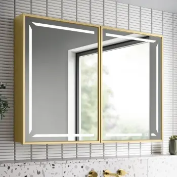 Mia Matt Brass Illuminated LED Mirror Cabinet 710x1000mm