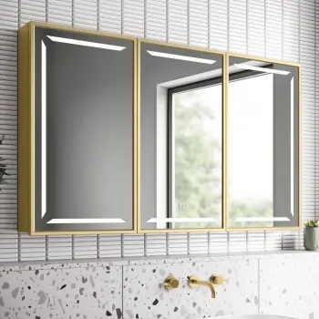 Mia Matt Brass Illuminated LED Mirror Cabinet 710x1200mm