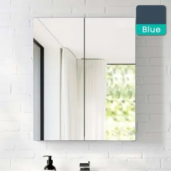 Navy Blue Mirror Cabinet 500mm