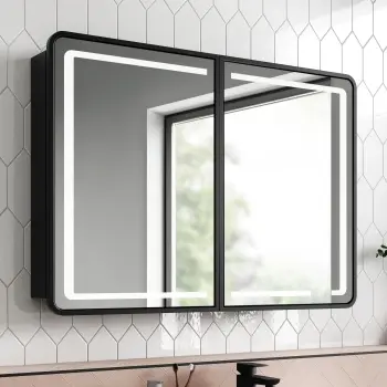Olivia Black Framed Illuminated LED Mirror Cabinet 710x1000mm