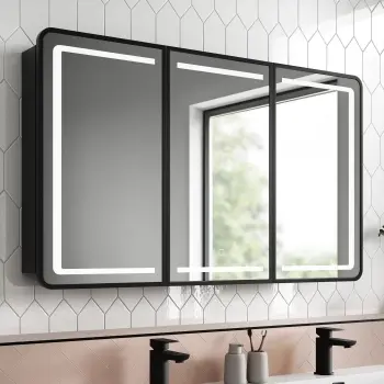 Olivia Black Framed Illuminated LED Mirror Cabinet 710x1200mm