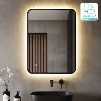 Mila Black Framed Backlit llluminated LED Mirror 800x600mm