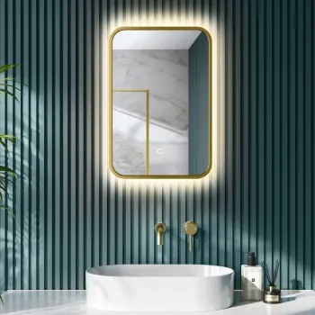 Mila Brushed Brass Backlit llluminated LED Mirror 600x400mm
