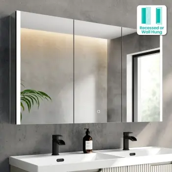 Selma Matt Black Illuminated LED Recessed Mirror Cabinet 700x1200mm