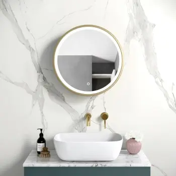 Mollie Matt Brass Round Illuminated LED Mirror Cabinet 500mm