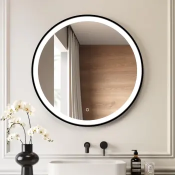 Delilah Black Framed Round Illuminated LED Mirror 800mm
