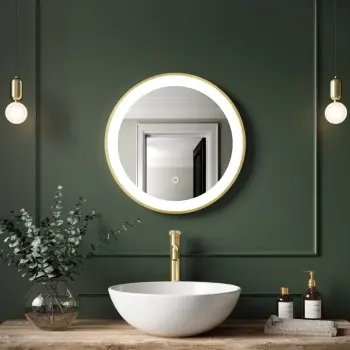 Delilah Brushed Brass Round Illuminated LED Mirror 500mm 