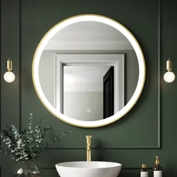 Delilah Brushed Brass Round Illuminated LED Mirror 800mm 