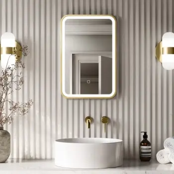 Mila Brushed Brass Illuminated LED Mirror 600x400mm