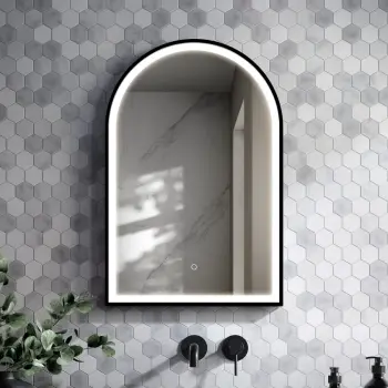 Maya Black Framed Arched Illuminated LED Mirror 750x500mm