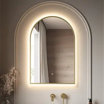 Maya Brushed Brass Arched Backlit Illuminated LED Mirror 750x500mm