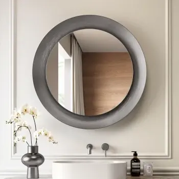 Georgia Pale Brushed Gunmetal Round Illuminated LED Mirror 850mm