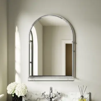 Avoca Traditional Chrome Arched Mirror with Shelf 700x490mm