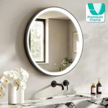Libby Matt Black Round Illuminated LED Mirror 780mm