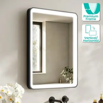 Libby Matt Black Illuminated LED Mirror 800x600mm