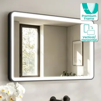 Libby Matt Black Illuminated LED Mirror 1026x655mm