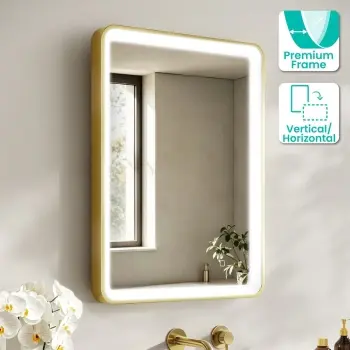 Libby Brushed Brass Illuminated LED Mirror 800x600mm