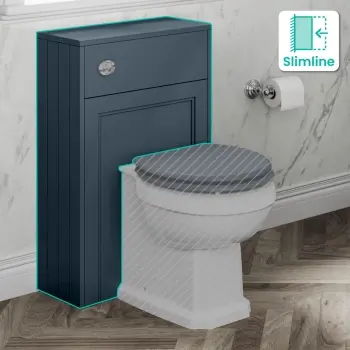 Monaco Navy Blue Slimline Back To Wall Toilet Unit 500mm
