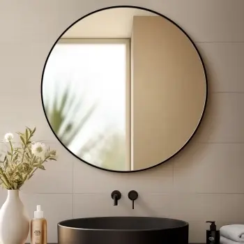 Essence Brushed Black Round Bathroom Mirror 1000mm